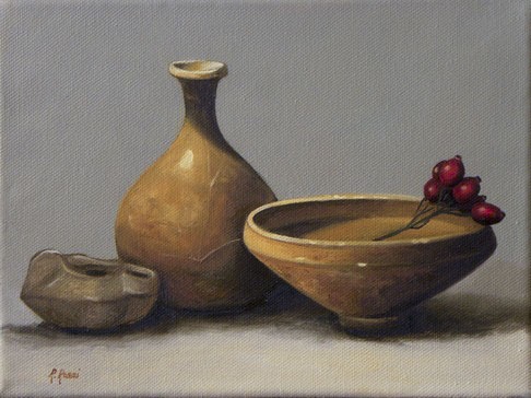 2009 roberta rossi – ceramiche etrusche – olio su tela – 18 x 24
