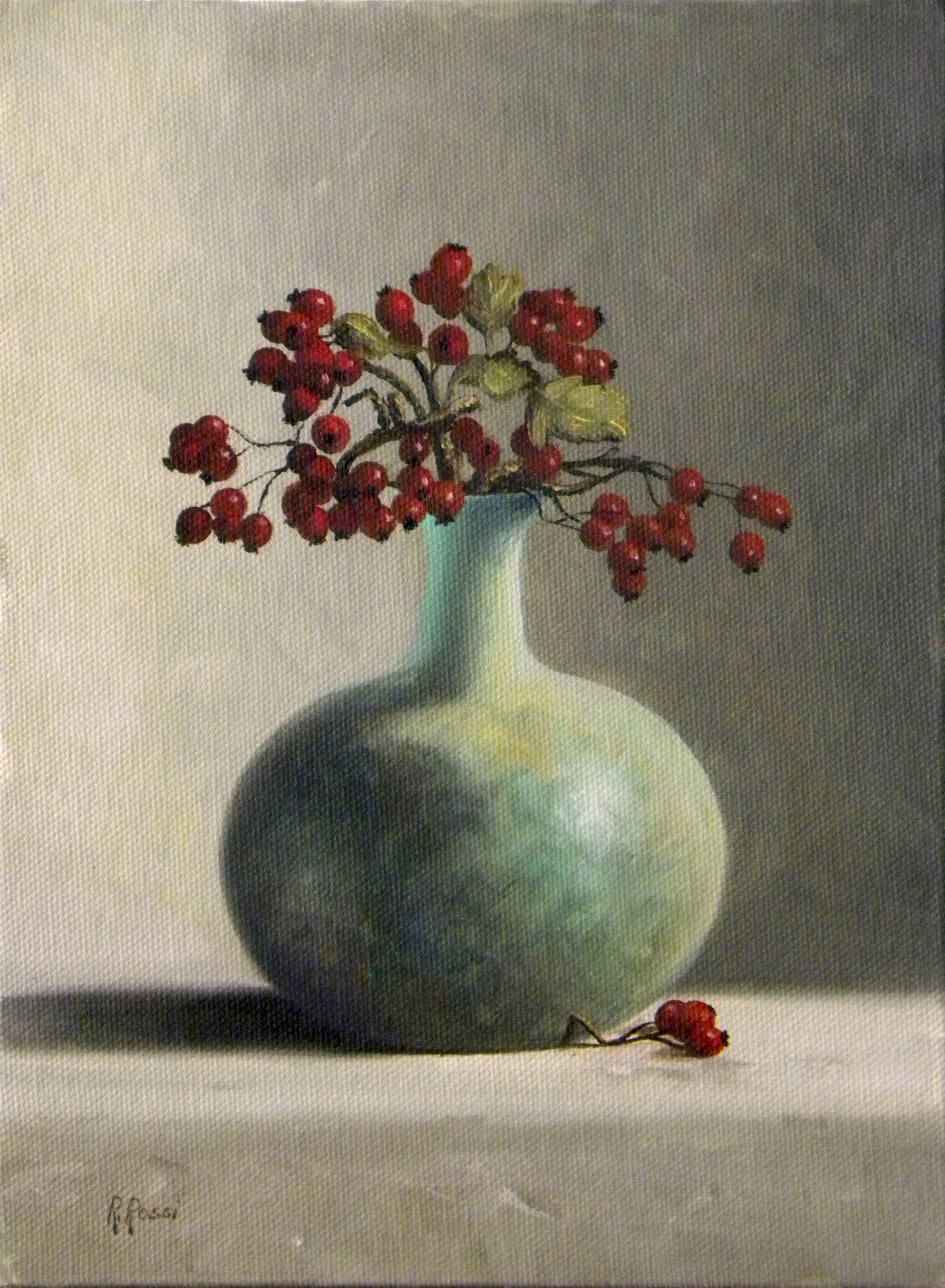 2013 roberta rossi – Vaso biancospino – olio su tela applicata a cartone – 24 x 18