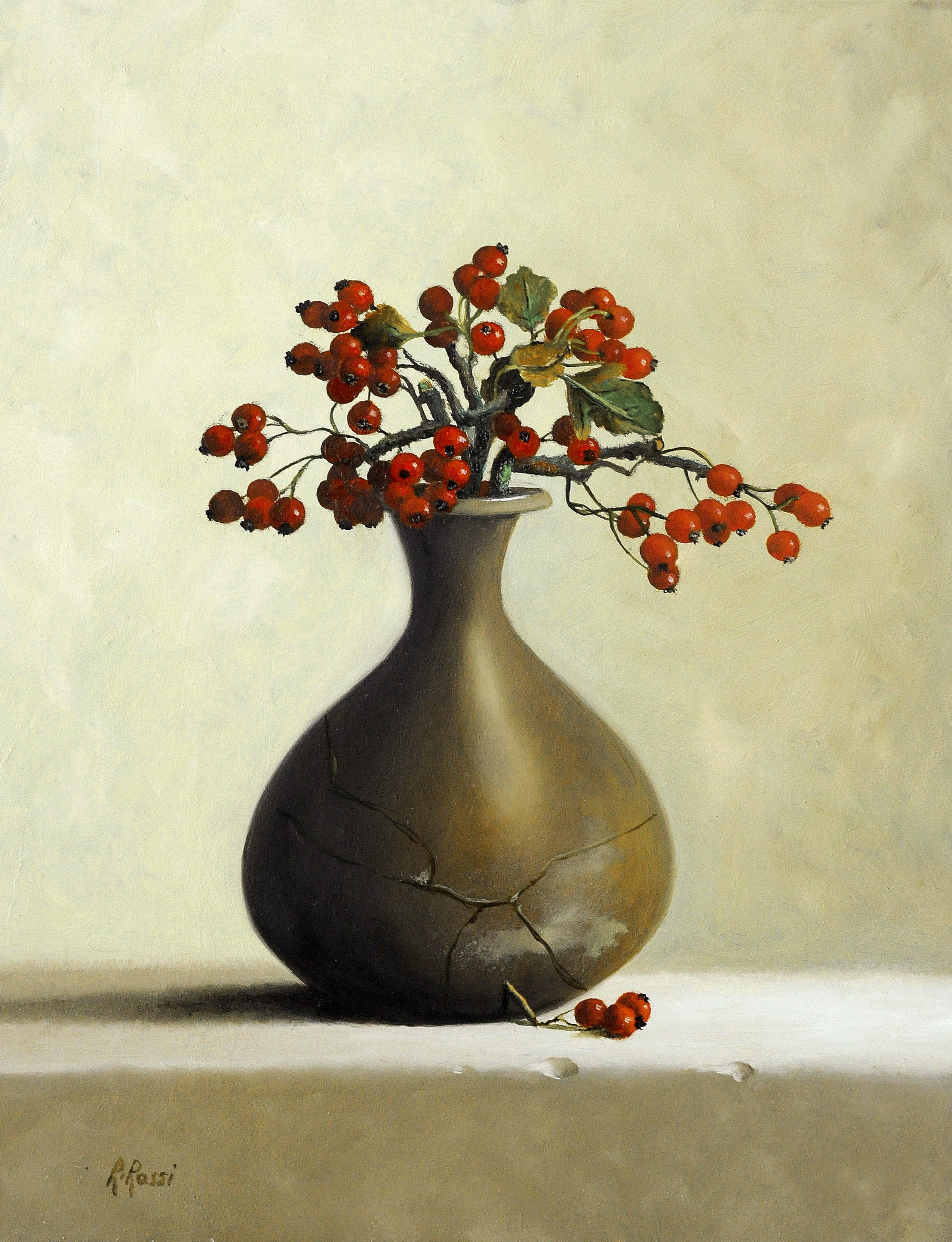 2013 roberta rossi – vaso etrusco biancospino – olio su tela – 24 x 18