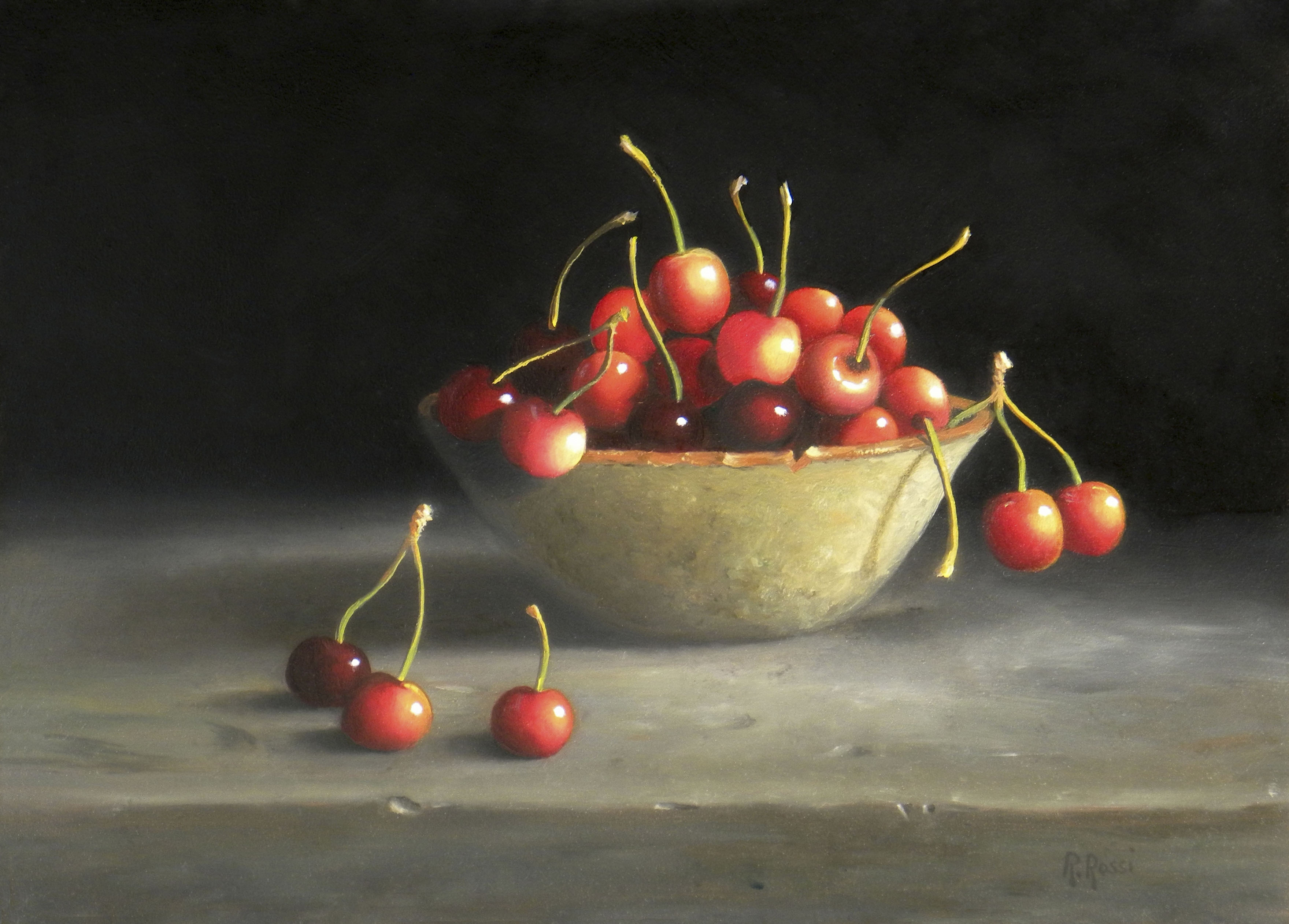 2015 roberta rossi – ciliege nella ciotola – olio su tavola – 18 x 24
